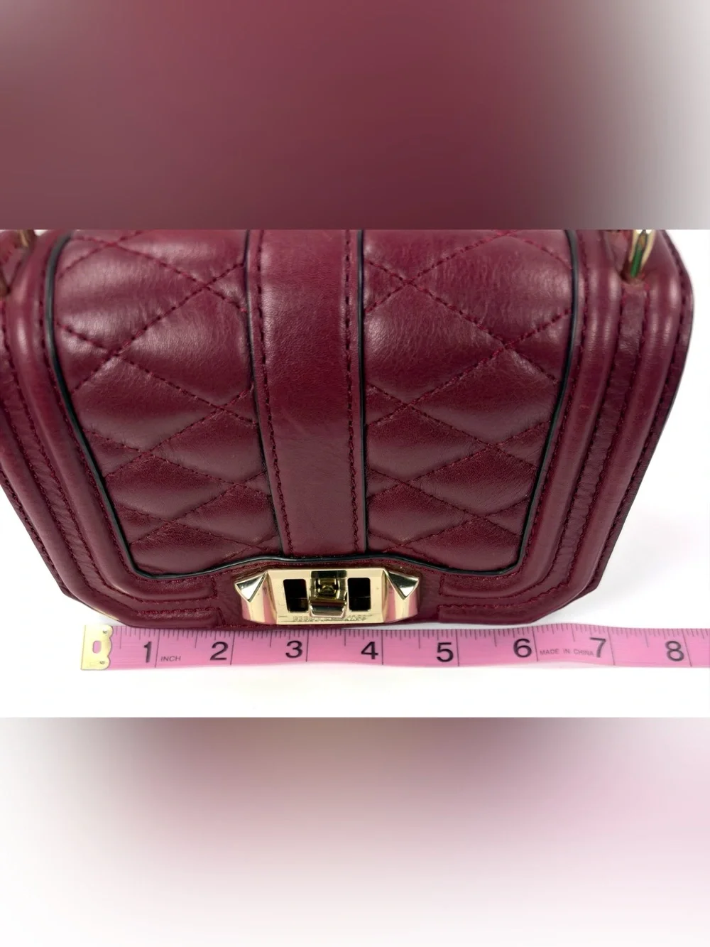 Rebecca Minkoff Mini Love Burgundy Quilted Leather Crossbody Bag